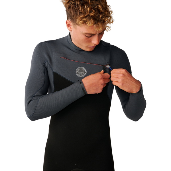 2026 Rip Curl Mens Flashbomb 5/3mm Chest Zip Wetsuit 17BMFS - Charcoal Grey